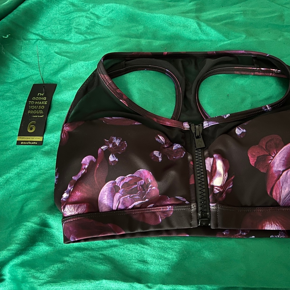 Popflex dark bloom sports bra size 6